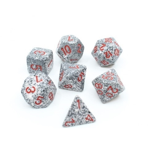 Speckled Granite Red - Polyhedral Rollespils Terning Sæt - Chessex